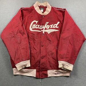 Stall & Dean Crawford Bomber Jacket Mens 4XL Red Cream Varsity Cotton Spell Out